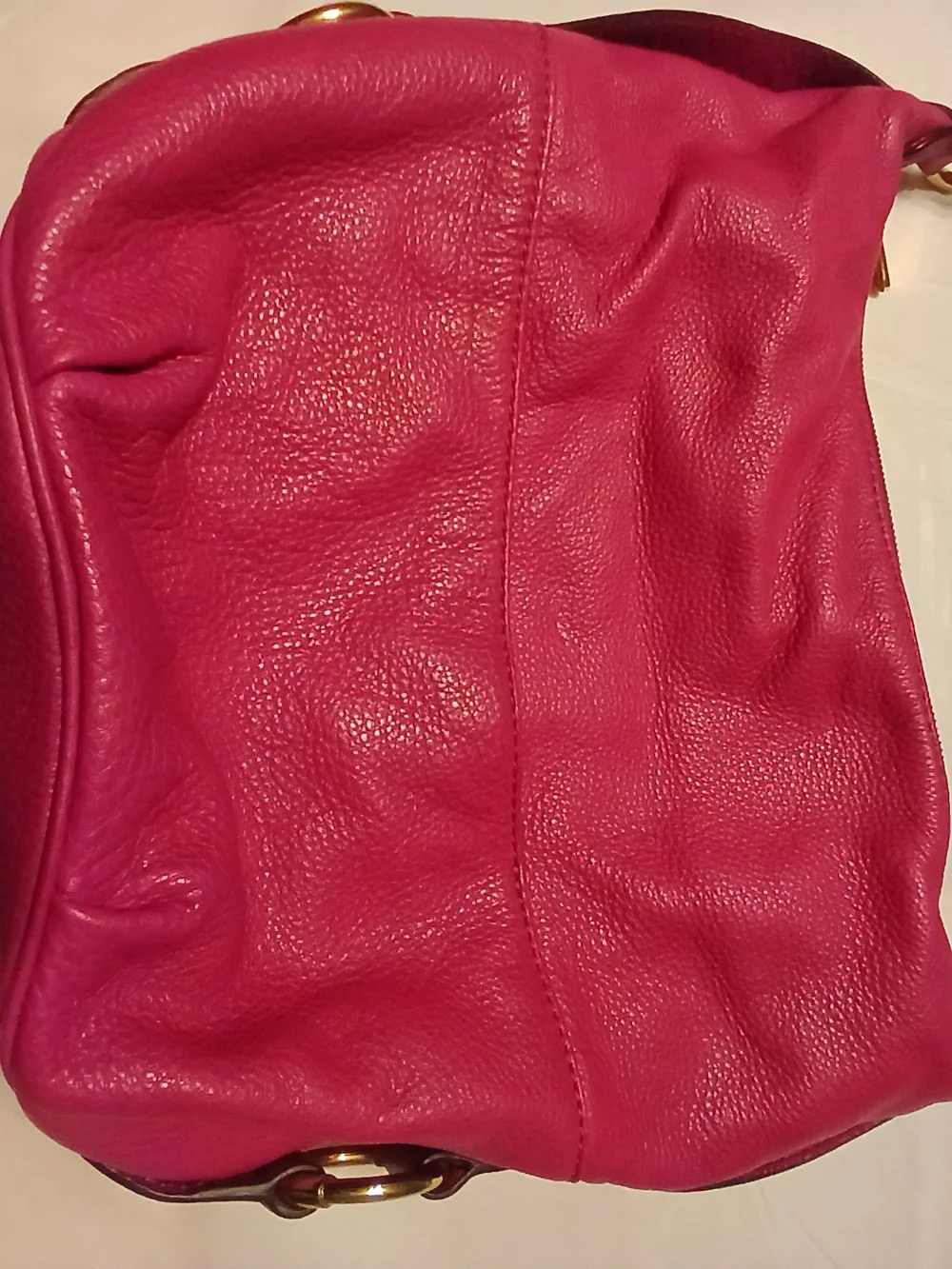 Michael Kors Hot Pink Pebbled Leather Hobo with Gold Hardware